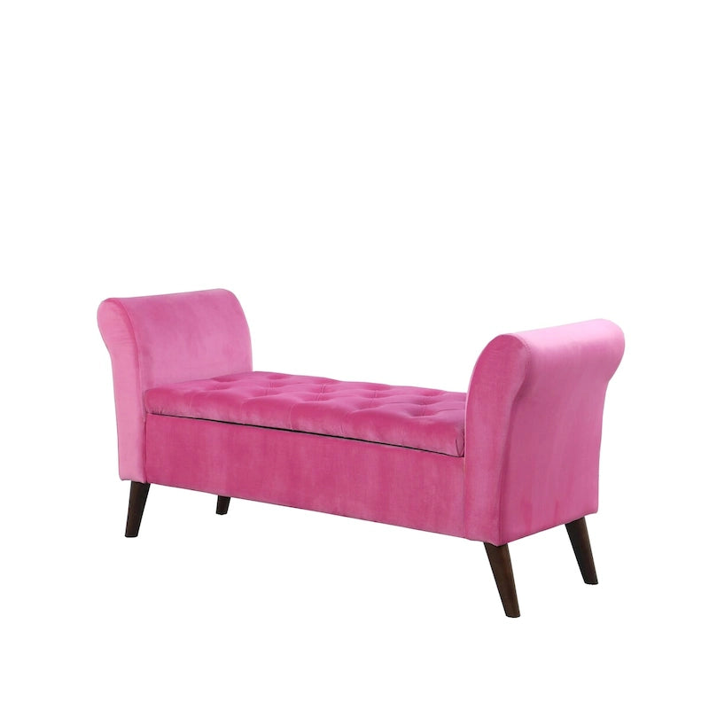 25 In. Tufted Storage Bench with Armrest