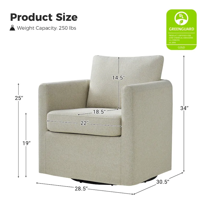 Erkenbald Modern 360-Degree Swivel Chair with Removable Slipcover Set of 2 by HULALA HOME