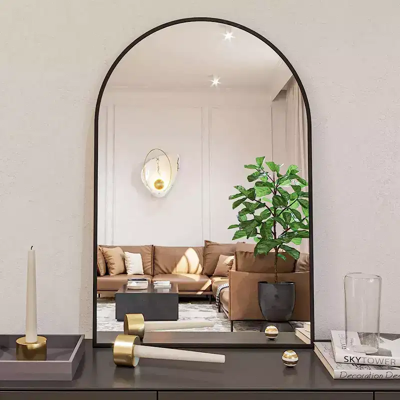 20x30 Metal Decorative Wall Mirror Framed Arched for Wall Black