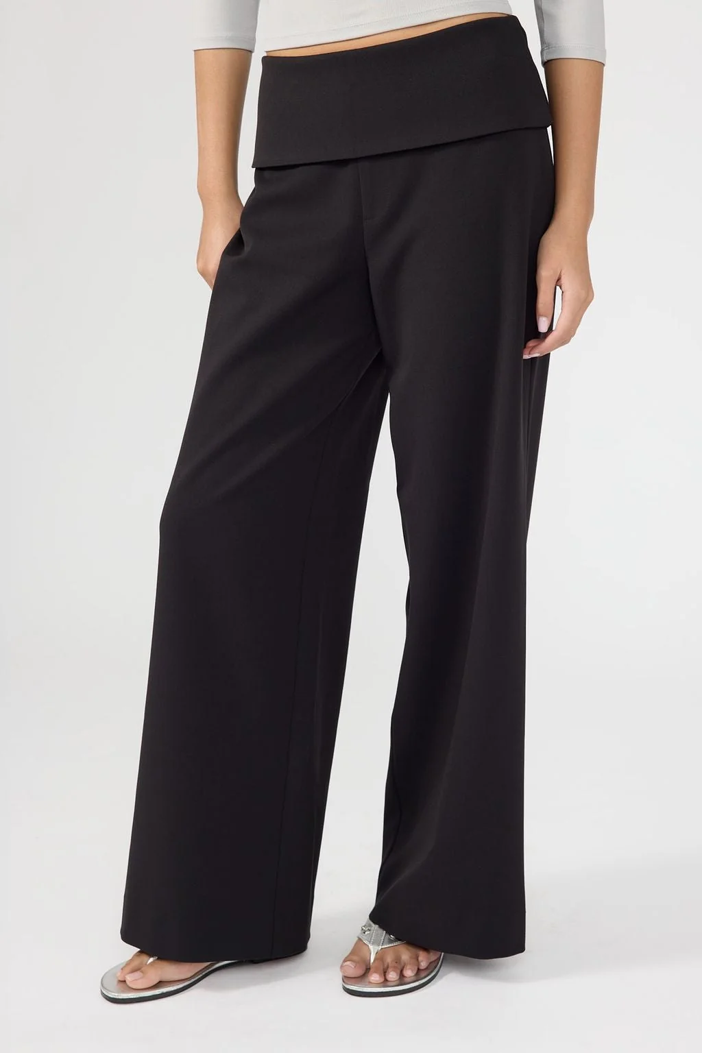 Fold Over Pant Black