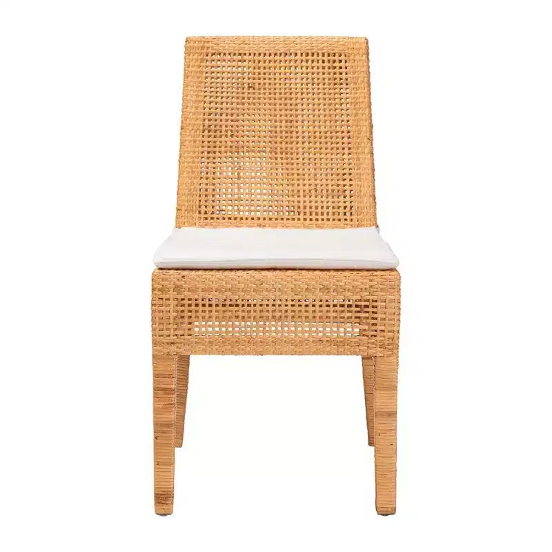bali & pari Morris Rattan Dining Chair Light Honey/White