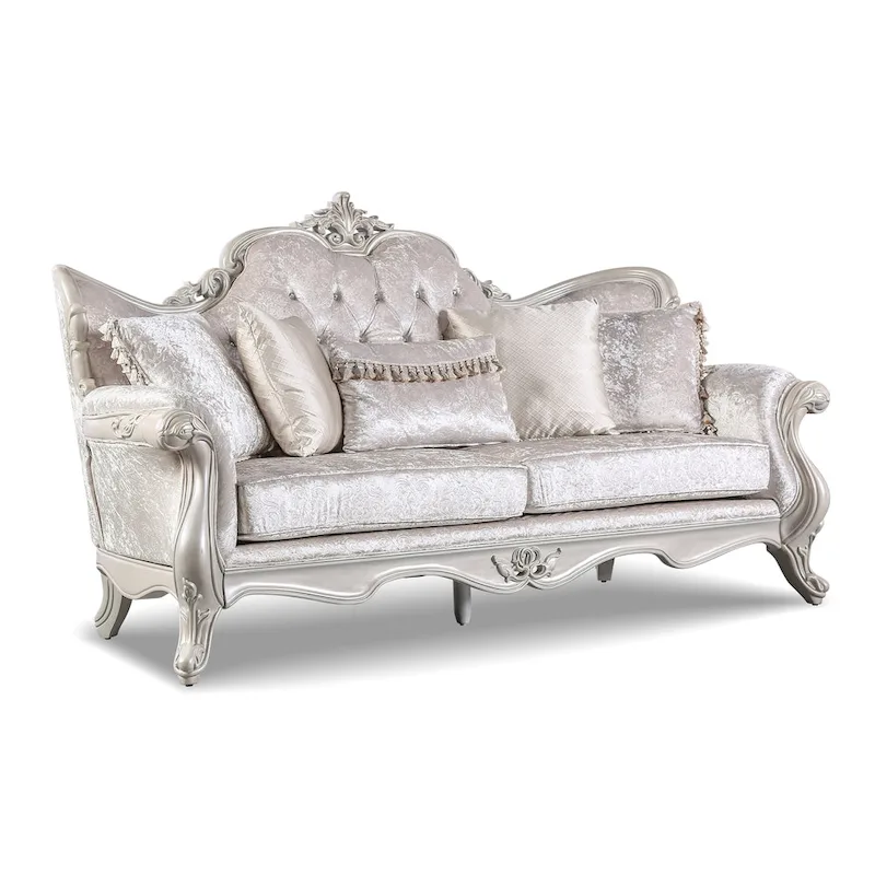 Furniture of America Clarissa Traditional Sofa Set with Button Tufted Back and Accent Pillow