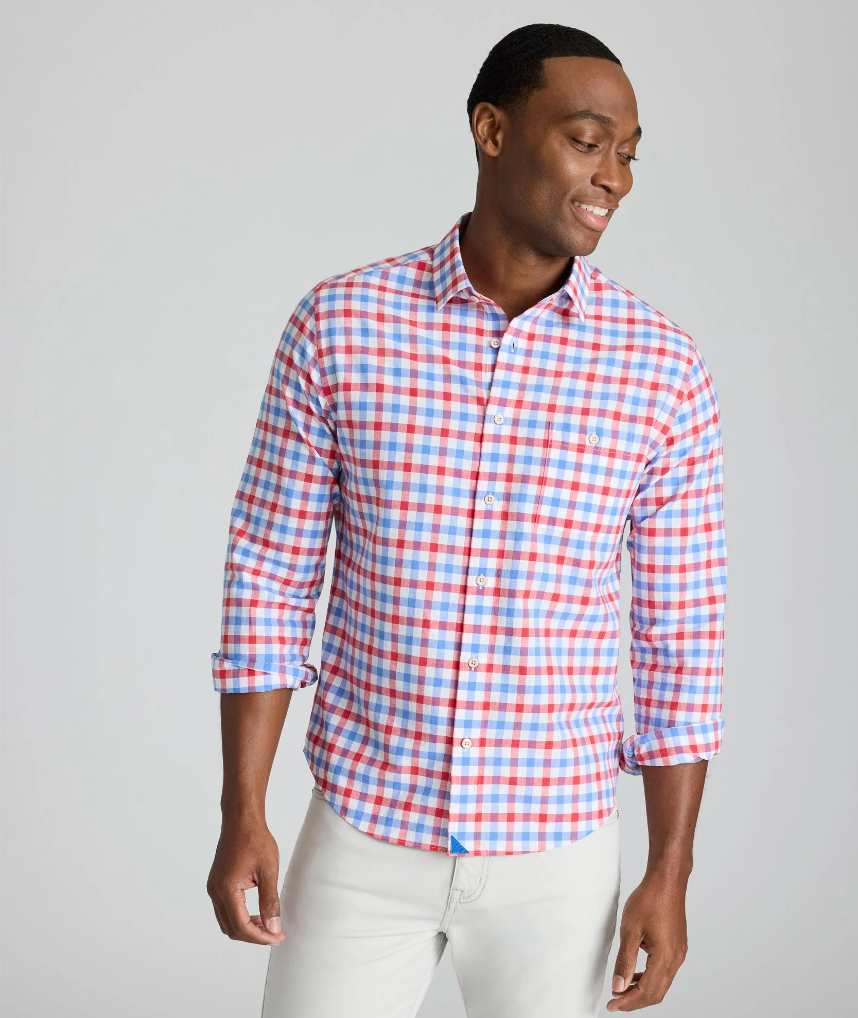 Cotton-Linen Plaid Shirt