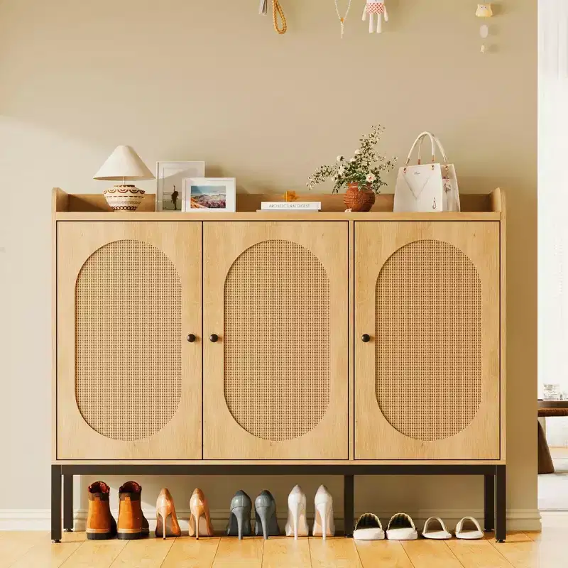 28-Pair Entryway Shoe Cabinet with Adjustable Shelf & Wall-Mount Safety