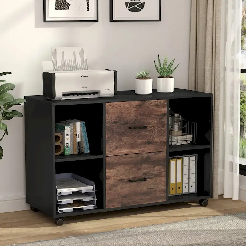 2-Drawer Wood Mobile Lateral File Cabinet
