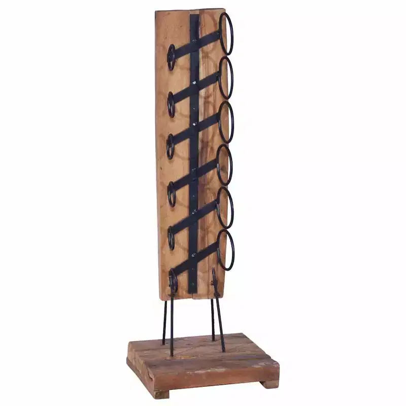 vidaXL Wine Rack for 6 Bottles 13.8x13.8x39.4 Solid Teak Wood