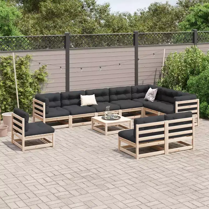 vidaXL Garden Sofa Set Wax Solid Pine Wood Large Breathable Design