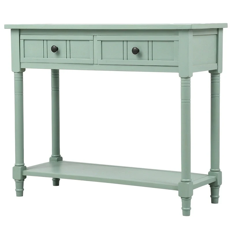 Modern Console Table with Two Drawers and Bottom Shelf
