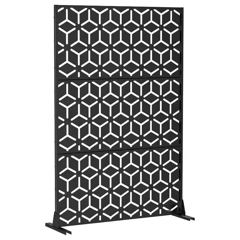 Hexagonal Diamond Black Galvanized Steel Screen 183x120x40cm