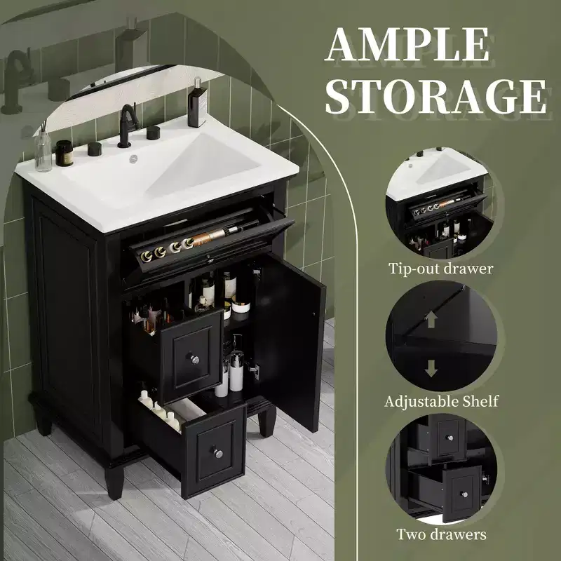 Freestanding Bathroom Vanity with Sink and Storage Drawers