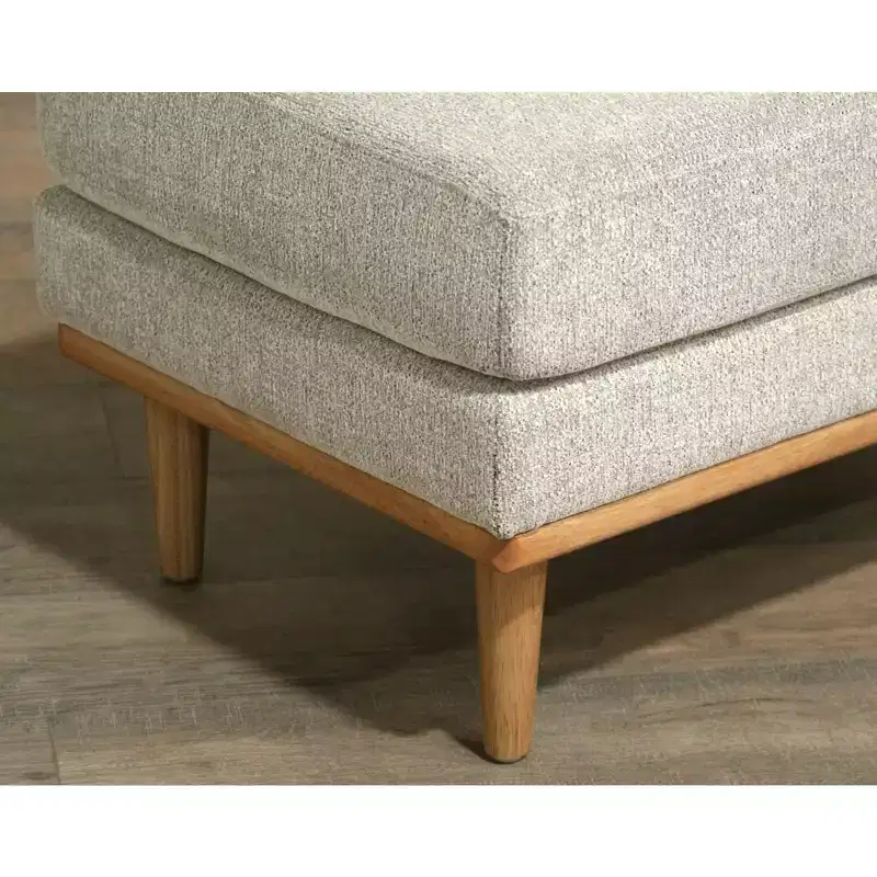 TUYOHW 31L Plush Fabric Accent Ottoman with Solid Wood Legs,Sturdy Living Room Footrest Ottoman with High-Resilience Foam Filling,Tan