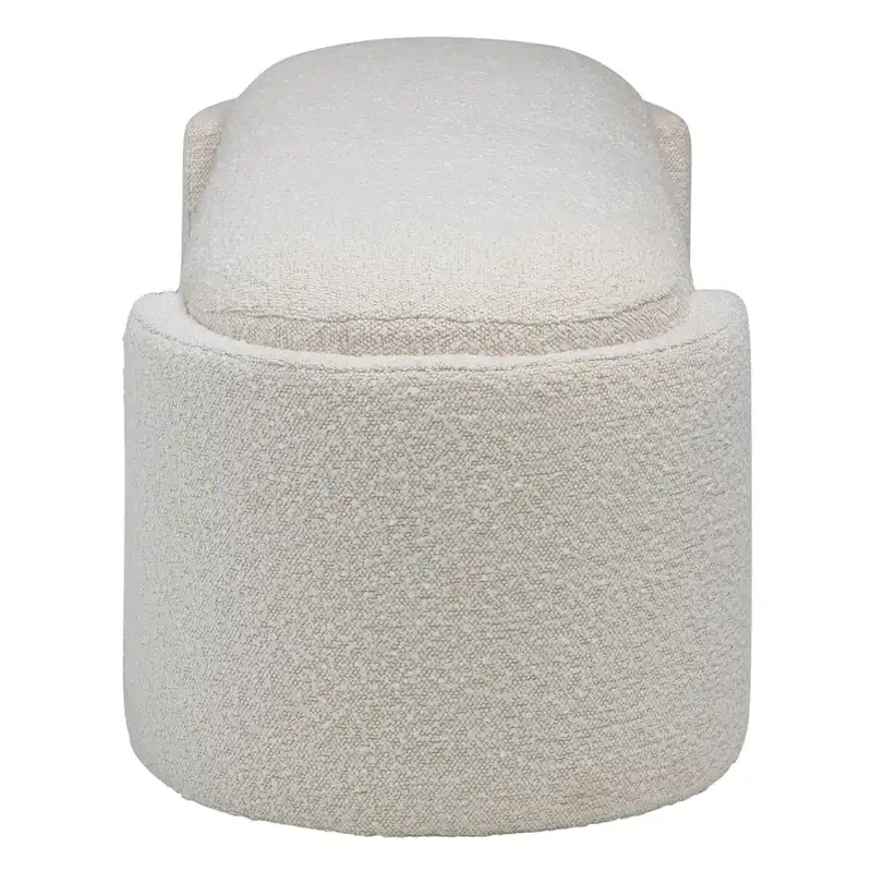 Shawn Boucle Round Bench with Round Half-Bezel Foot, Off-White