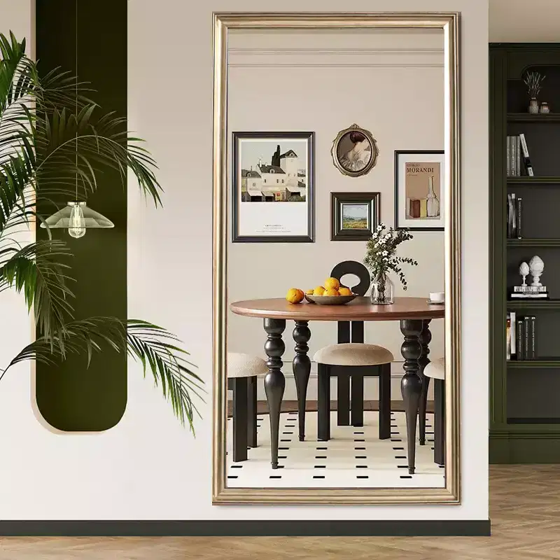 32x70 Full Body Floor Mirror: Elegant Frame, Durable Structure - Perfect for Bedrooms, Stores, Salons