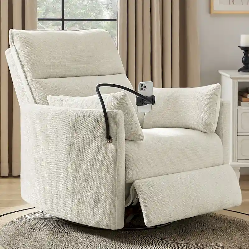 Barry Modern 38 Power Rocking Swivel Nursery Recliner with USB Ports by