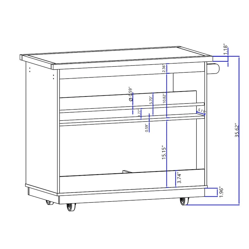 Rolling Kitchen Island Kitchen island Cart Spice Rack Kitchen Cart - 46.00L * 21.70W * 35.62H