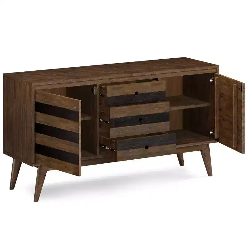 Wright Sideboard Buffet Rustic Aged Brown - Wyndenhall: Mid-Century Modern, Adjustable Shelves, Acacia Wood