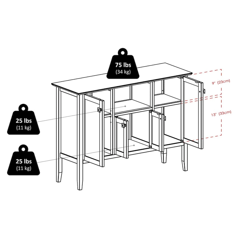 Melba Buffet Cabinet, Coffee - 46W x 15.75D x 33.6H