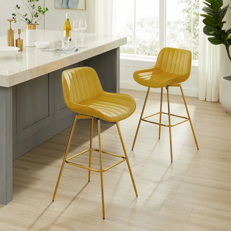 Swivel Velvet Bar Stools (of 2)