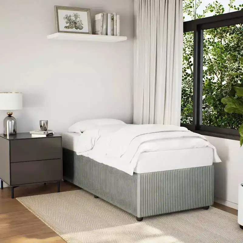 Bed Frame Sturdy Rectangular Modern Twin XL Bed Light Grey