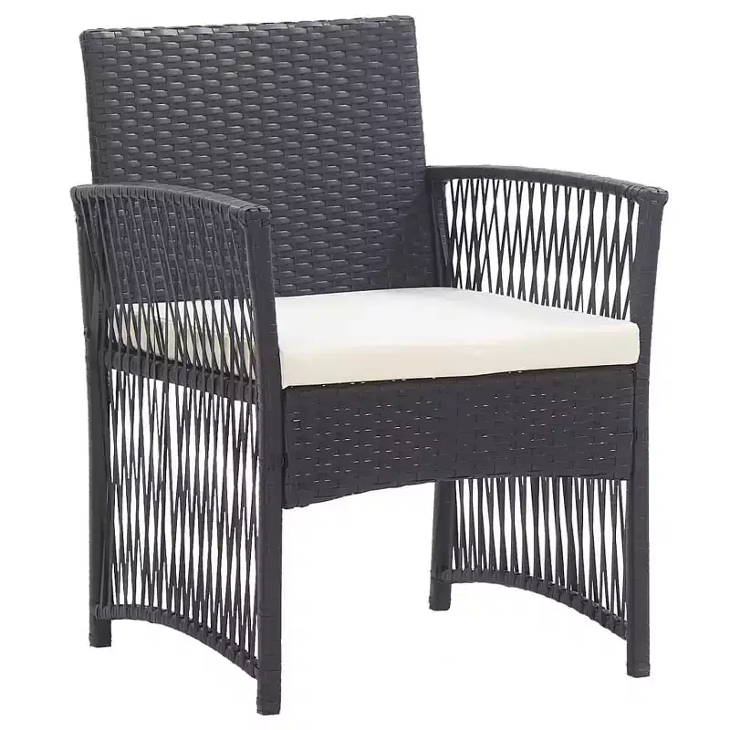vidaXL Patio Chairs 2 Pcs Outdoor Patio Dining Chair with Cushions Poly Rattan - Black