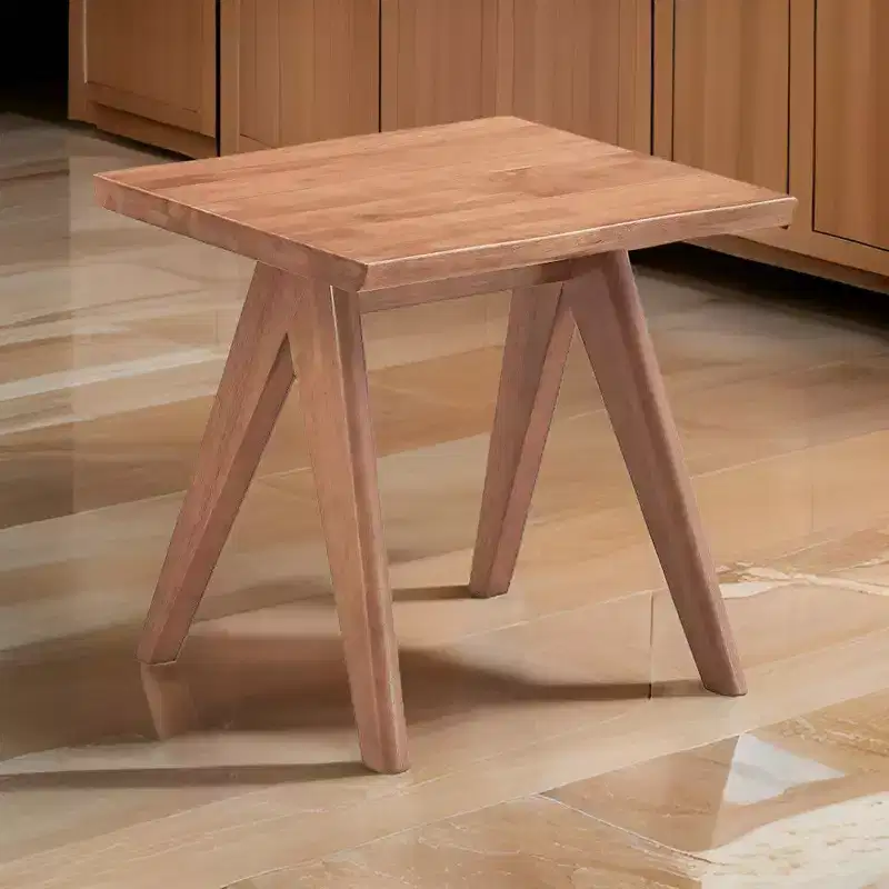 22 Inch Side End Accent Table, Angled Legs, Natural Wood Brown Finish
