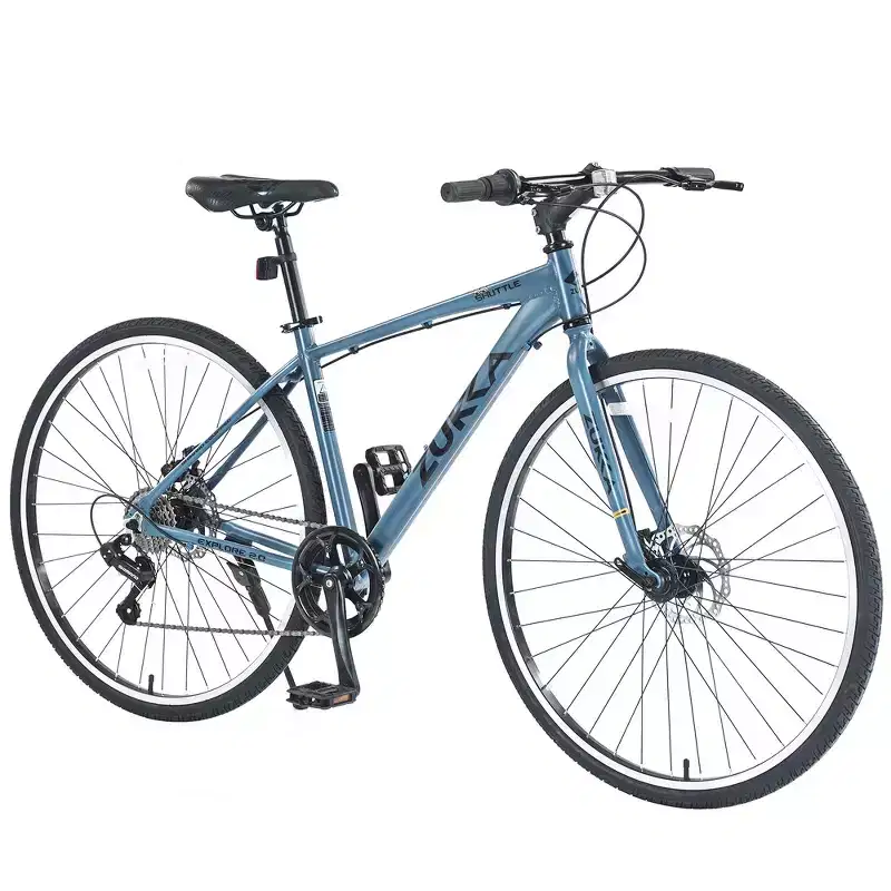 Whisen 28 Road Bike, Hybrid City Bicycle with Shimano 7 Speed Aluminum Alloy Frame Double Disc Brakes