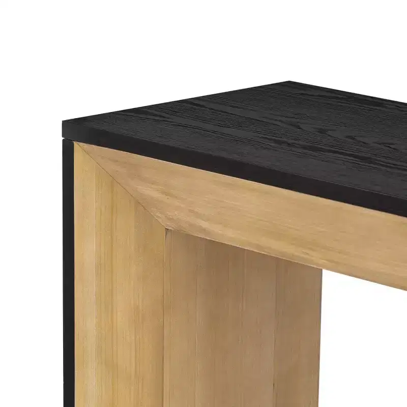 Modern Console Table & Entryway Table, Sturdy Sofa Table with Fireplace Design, Wood Veneer Top