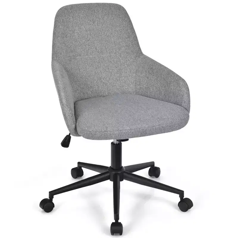 Linen Accent Office Chair Adjustable Rolling Swivel Task Chair with Armrest