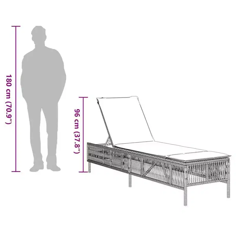 vidaXL Patio Sun Lounger PE rattan Large Multi-Position Backrest