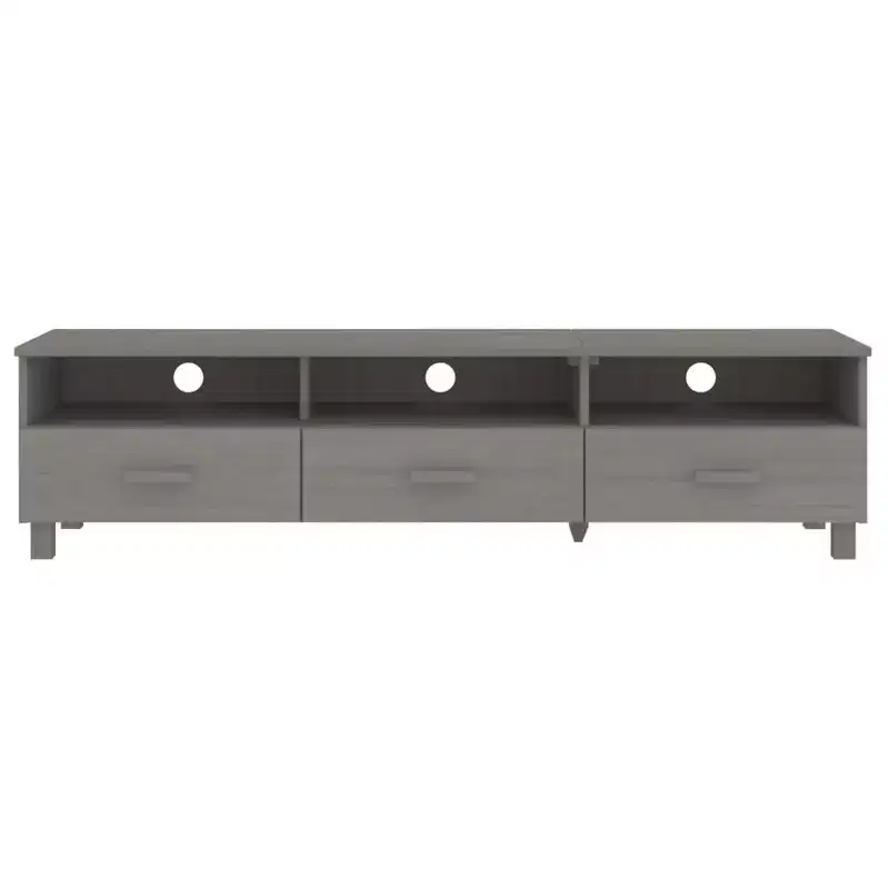 Light Gray Pine TV Stand/Console Sideboard - 62.2 x 15.7 x 15.7 in | Solid Wood, MDF | 3 Drawers, 3 Compartments