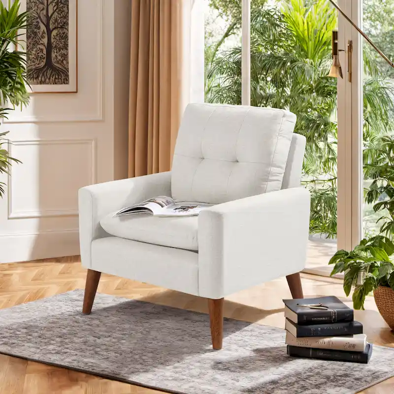 Homall Accent Chair Modern Fabric Upholstered Arm Chair Wood Legs Lounge Chair for Living Room
