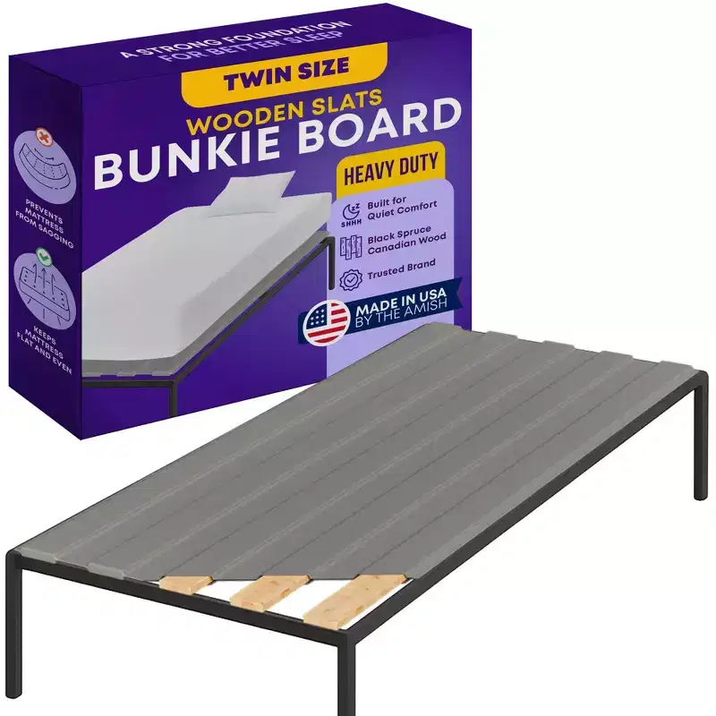 0.75-Inch Heavy Duty Vertical Mattress Support Wooden Bunkie Board / Slats with Cover, Twin/Full/Queen/King