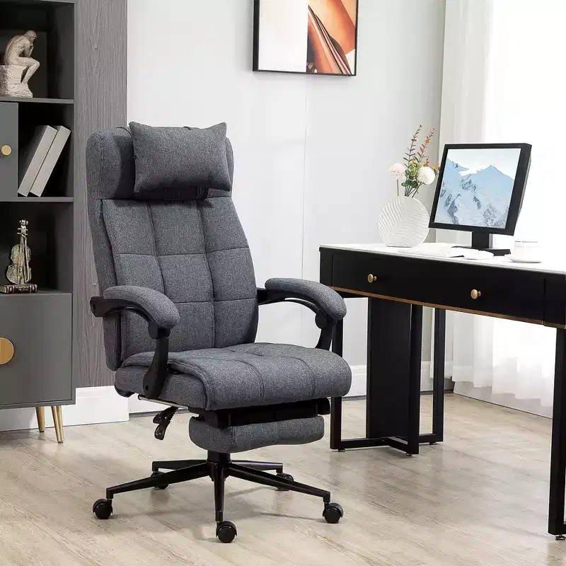 High-Back Executive Office Chair with Headrest and Retractable Footrest