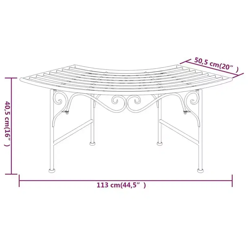 vidaXL - Tree Bench Black Steel - 44.5 Patio Garden Seat