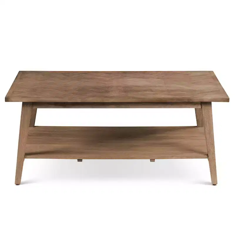 Milani Rectangle Cocktail Table Natural: Mango Wood, Mid-Century Modern, Storage Shelf - Steve Silver Co.