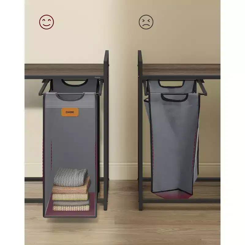 3-Compartment Rolling Laundry Hamper Sorter, 26.4 Gal with Shelves & Side Pockets