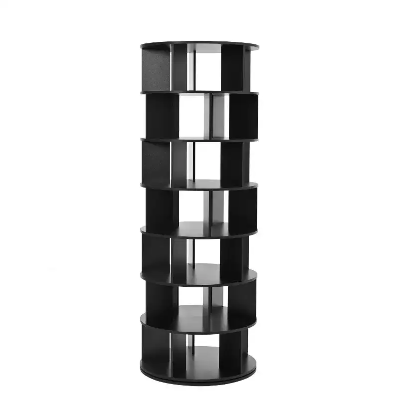 Black / White 360° Rotating Shoe Rack Tower, 7-Tier, 35-Pair Capacity