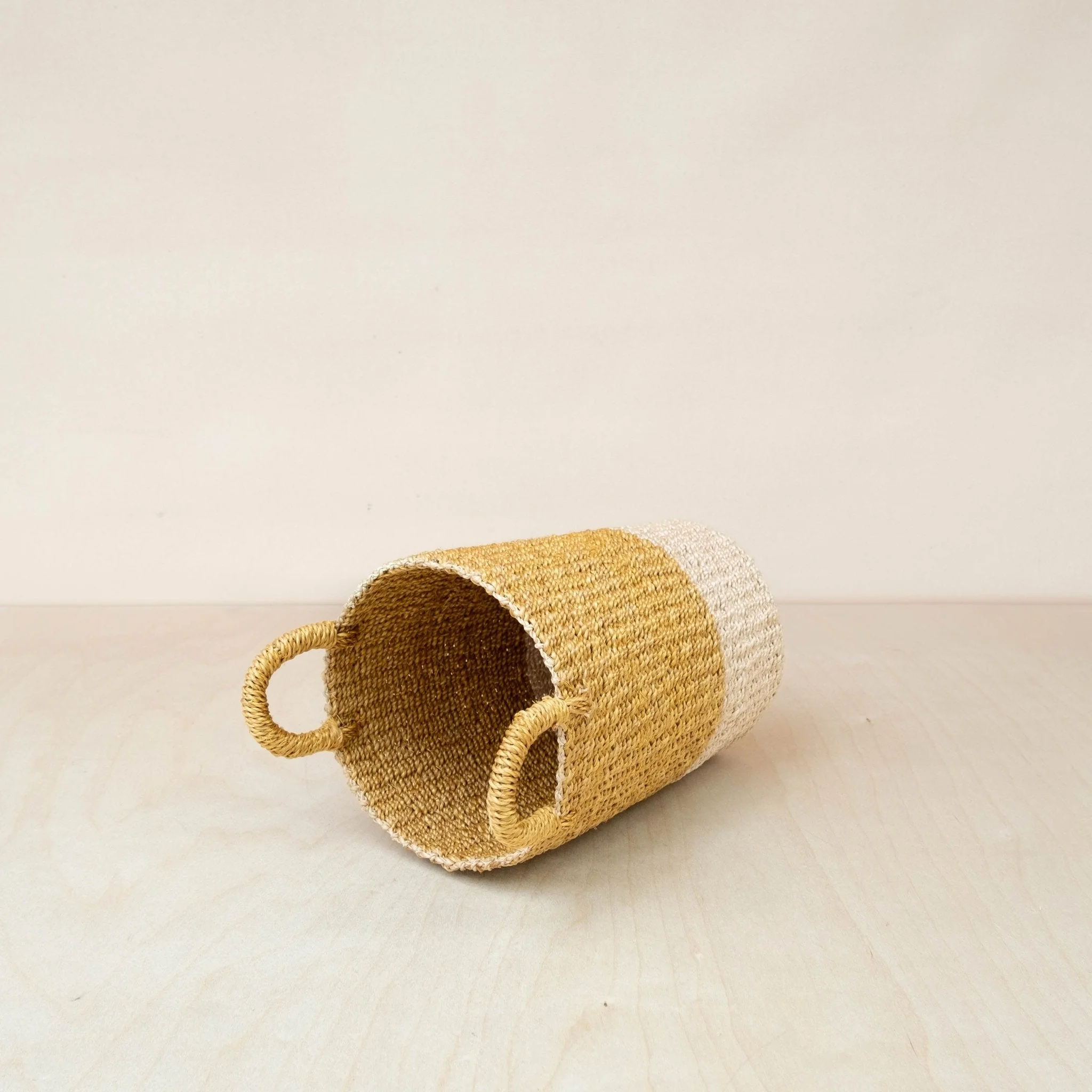 Mustard Tall Woven Basket Vase - Wicker Basket