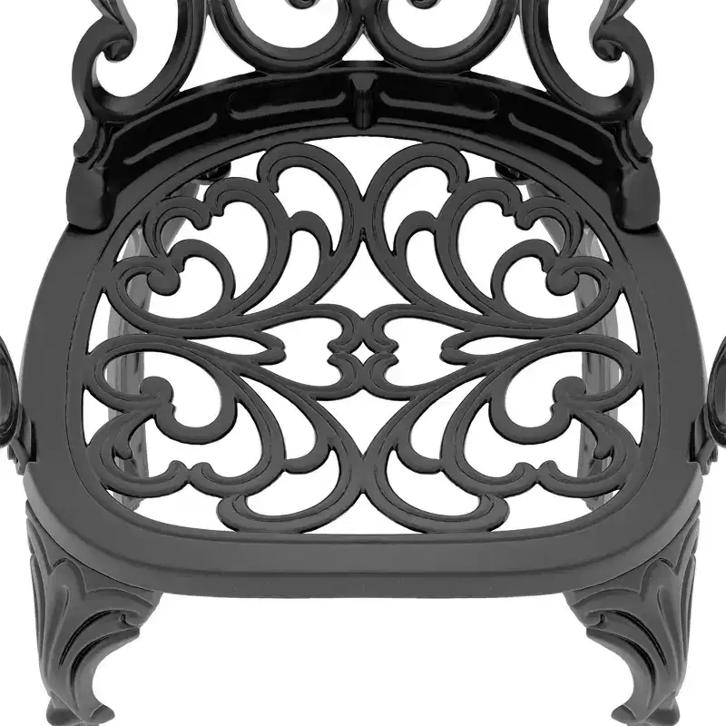 Set of 4 Cast Aluminum Patio Dining Chairs, Black Rust Resistant Frame with Water Resistant Cushions