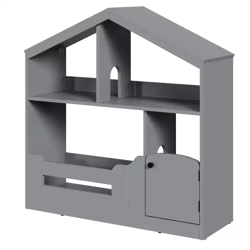 2-Tier Kids Bookshelf and Toy Storage Organizer,Wooden Book Shelf, Book Shelf for Kids Rooms, Childrens Book Storage Display for Bedroom Classroom