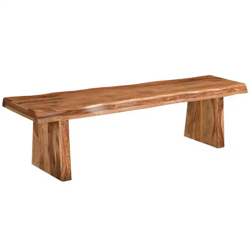 HomeRoots 68 Brown Solid Wood Live Edge Dining Bench