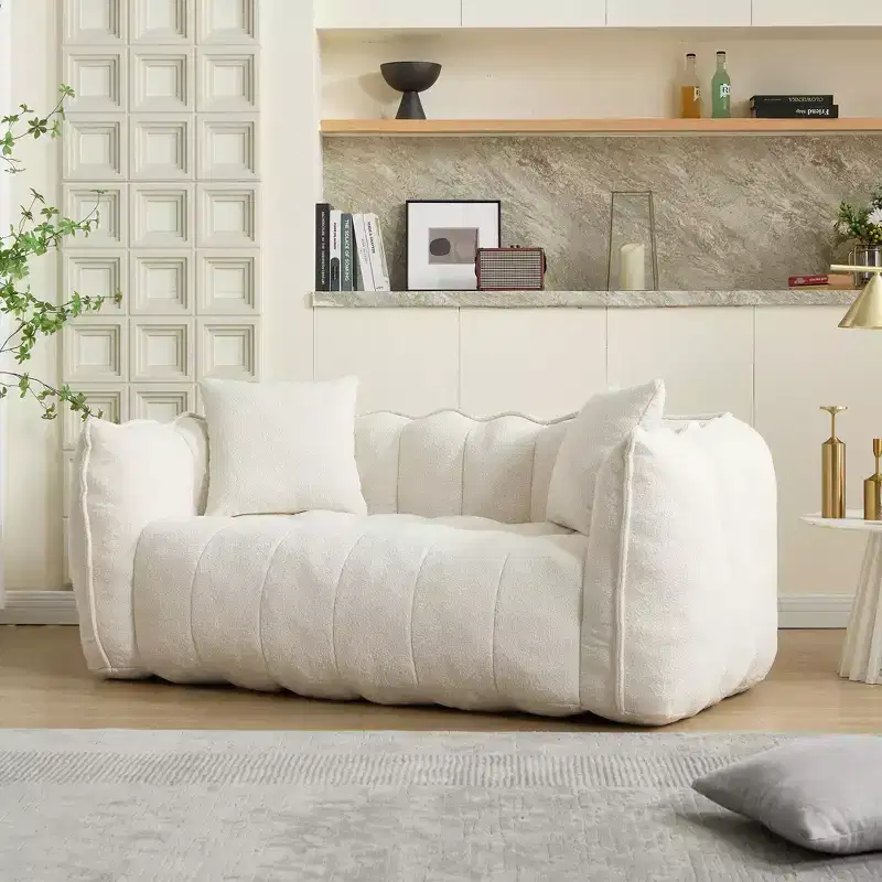 Soft beanbag chair with high resilience foam core for two people. The comfortable square recliner sofa is ideal for family members