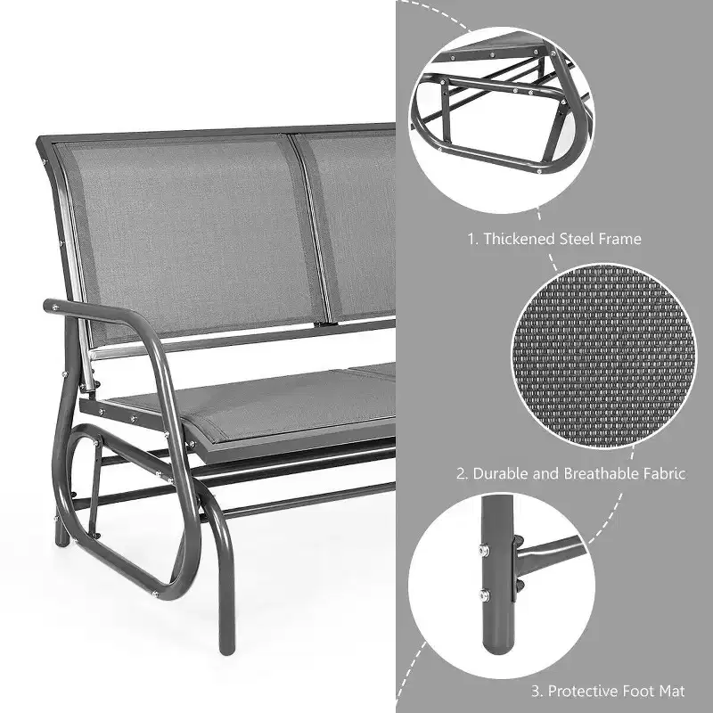 Costway Patio Swing Glider Bench Loveseat Rocking Chair Backyard Poolside