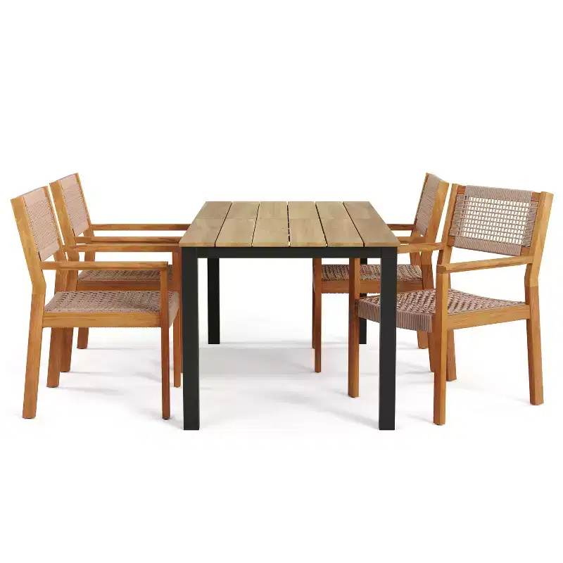 Christopher Knight Home Lysandra 5 pcs Acacia Wood Rope Weave Chairs Dining Set
