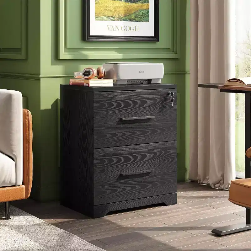 2-Drawer Wood Lateral File Cabinet with Lock and Anti-Tilt Mechanism