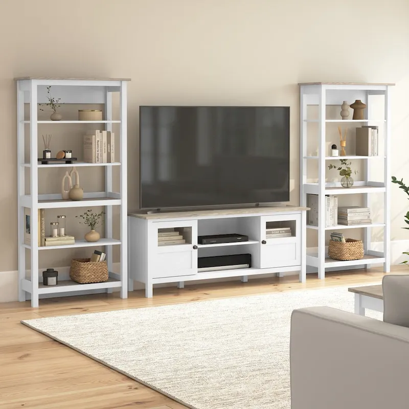 Mayfield Farmhouse 60W TV Stand with Bookcases
