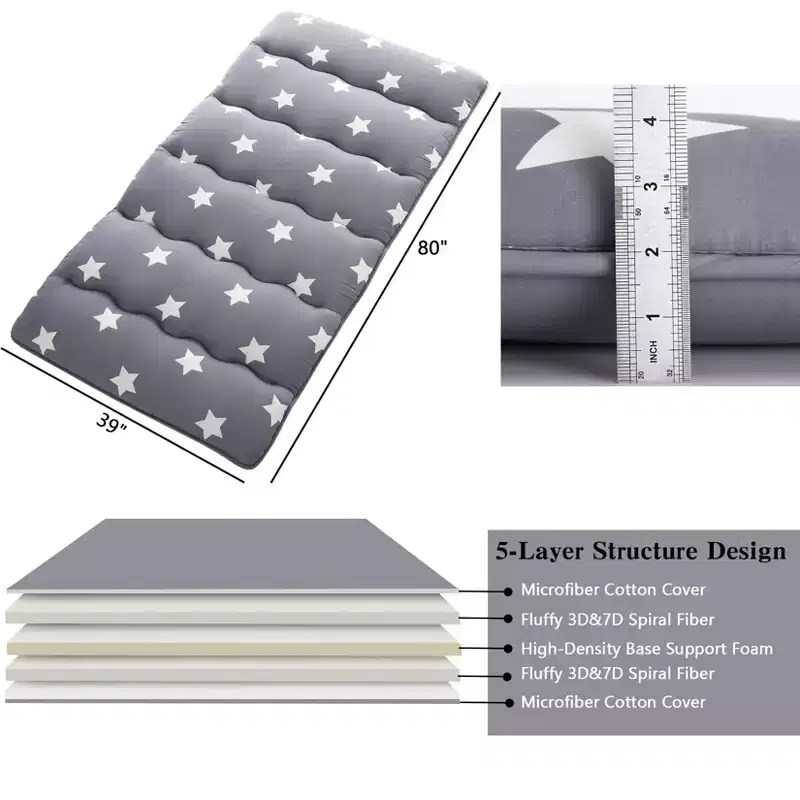 Japanese Futon Mattress Floor Mattress - Floral Pattern Tatami Mat, Sleeping Pad for Camping/Travel