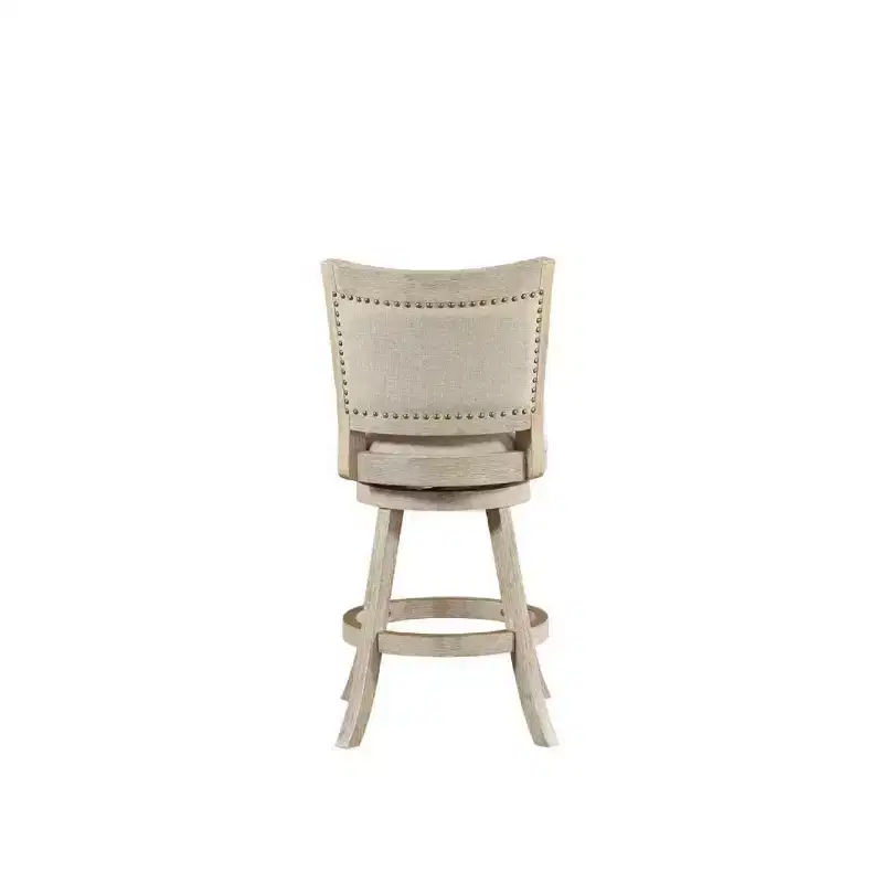 24" Melrose Swivel Counter Height Wire Brush Ivory - Boraam: Linen Upholstery, Nailhead Trim