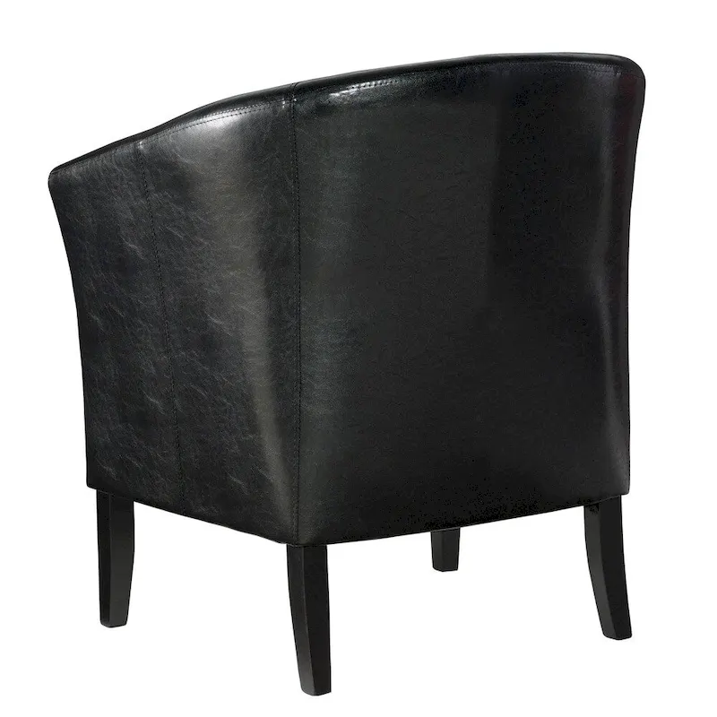 Linon Andrew Barrel Club Chair Jet Black Upholstery