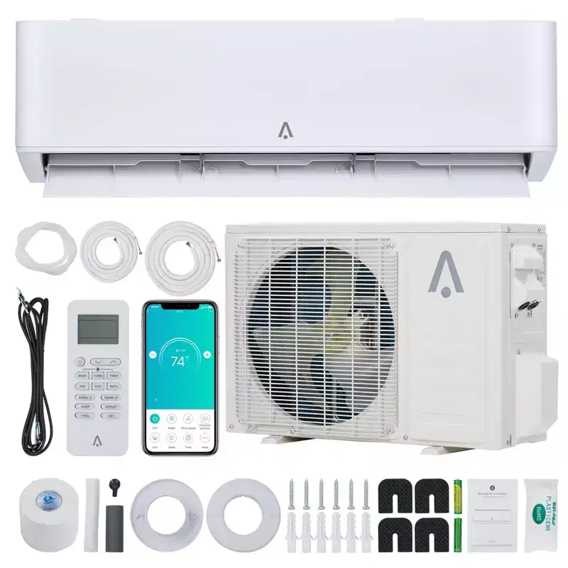 9,000 BTU Mini Split AC/Heating System, Split Air Conditioner & Heater, 23 SEER2 / 115V, Cools Rooms Up to 500 Sq. Ft., White
